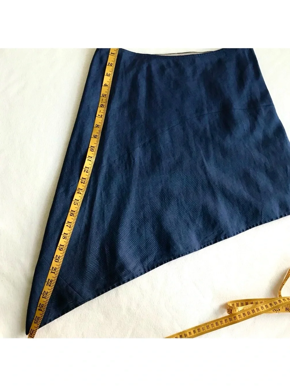 Vintage Emporio Armani Asymmetrical Linen Skirt Italy 42 US 6 Blue Y2K 2000 90s